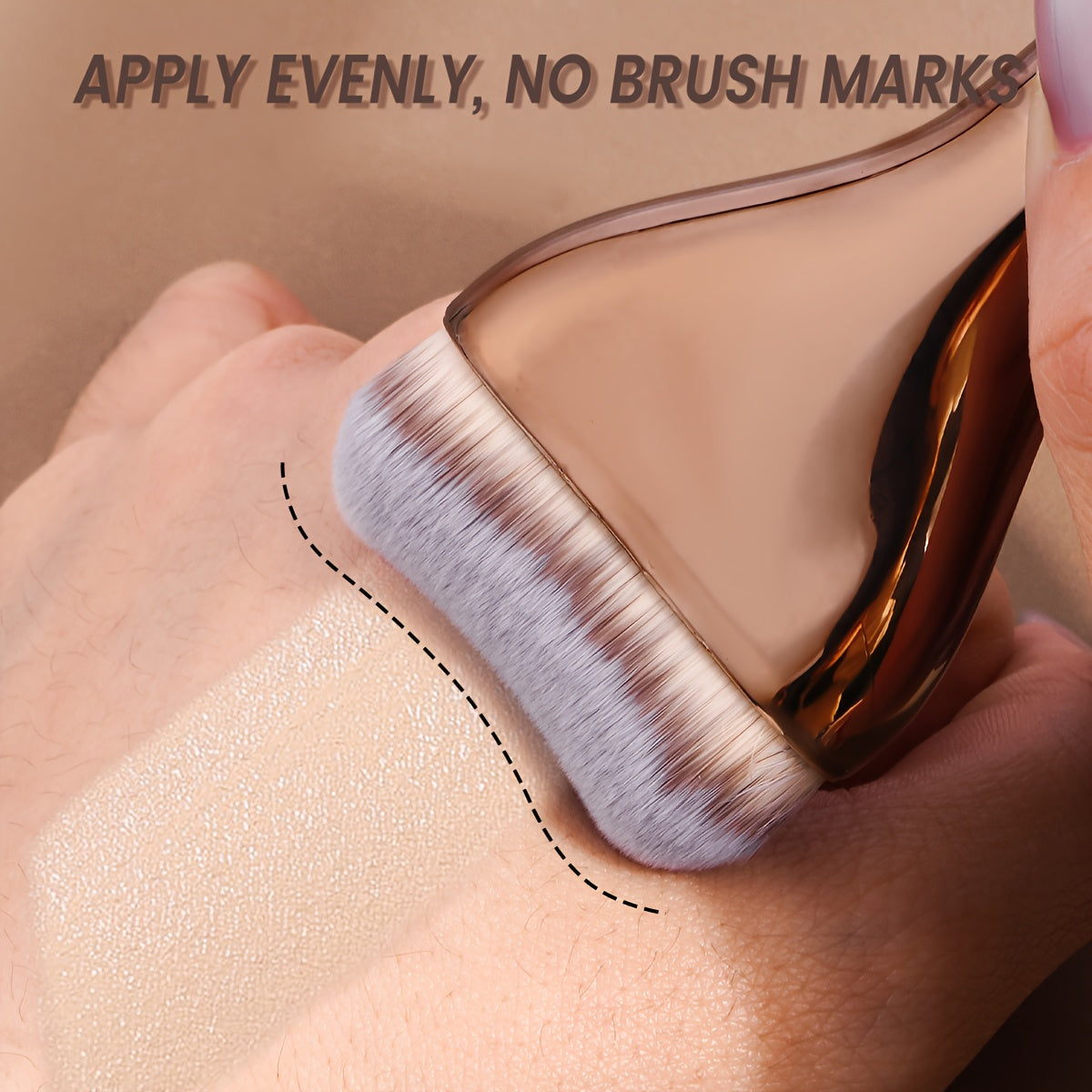 MAANGE Professional Foundation Brush - Soft Nylon Bristles, Elegant Brown Handle, for BB Cream, Liquid Foundation, Powder - Travel-Friendly Makeup Brush for Flawless Application - Ideal for Home, Salon, or Gift for Women - MAANGE Beauty Tools, Kabuki Make