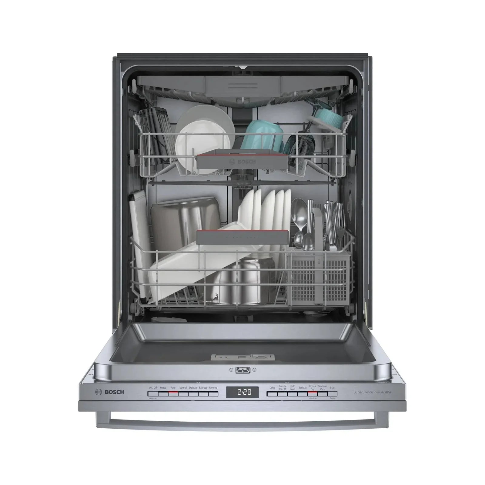 Bosch 800 Series 24 in. Top Control Smart Dishwashers with 42 dBa Sound Level, 3rd-Rack, CrystalDry &amp; Pockets – Stainless Steel
