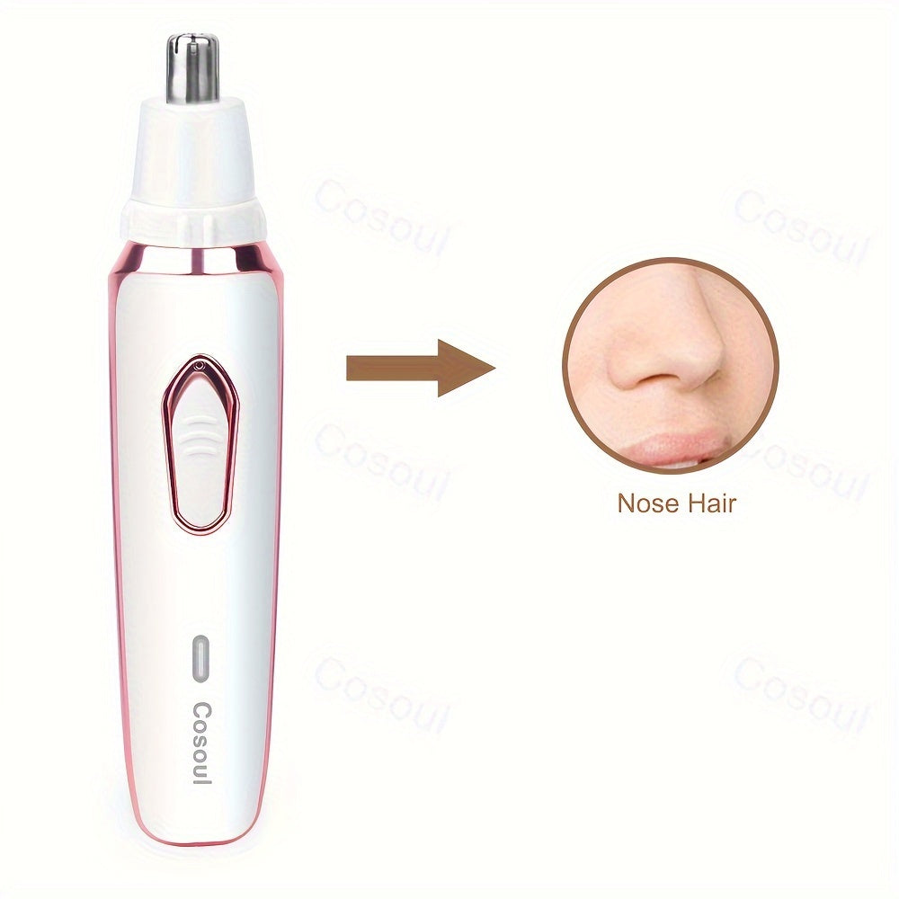 Cosoul 4-in-1 Electric Hair Remover for Women - Portable Manual & Voluminous Hair Removal, USB Rechargeable Battery, Face, Arms, Legs, Body - Painless & Portable Hair Removal Tool, Hair Remover Electric, Facial Hair Removal, Sleek Design, Versatile Hair T