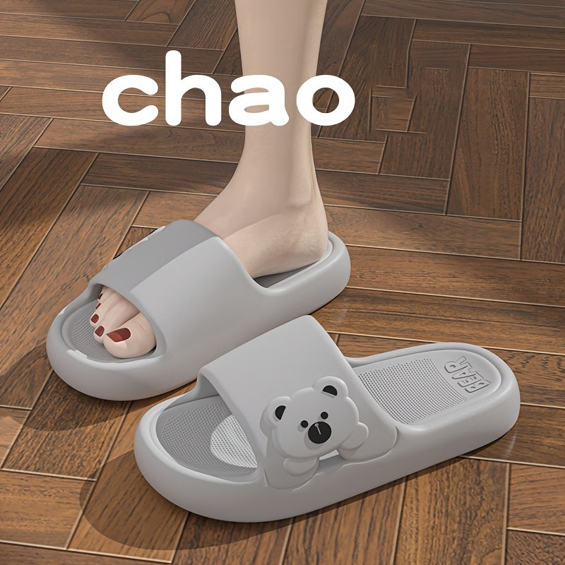 New Summer Couple's Home Slippers for Women, Soft Sole Thick Platform, Wear-Resistant, Non-Slip for Bathroom Showering, Fashionable Outdoor Wear, Wear-Resistant, Cute Cartoon Sandals, Women Shoes