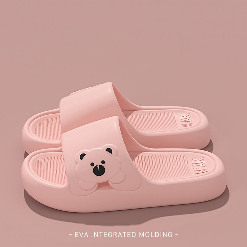 New Summer Couple's Home Slippers for Women, Soft Sole Thick Platform, Wear-Resistant, Non-Slip for Bathroom Showering, Fashionable Outdoor Wear, Wear-Resistant, Cute Cartoon Sandals, Women Shoes