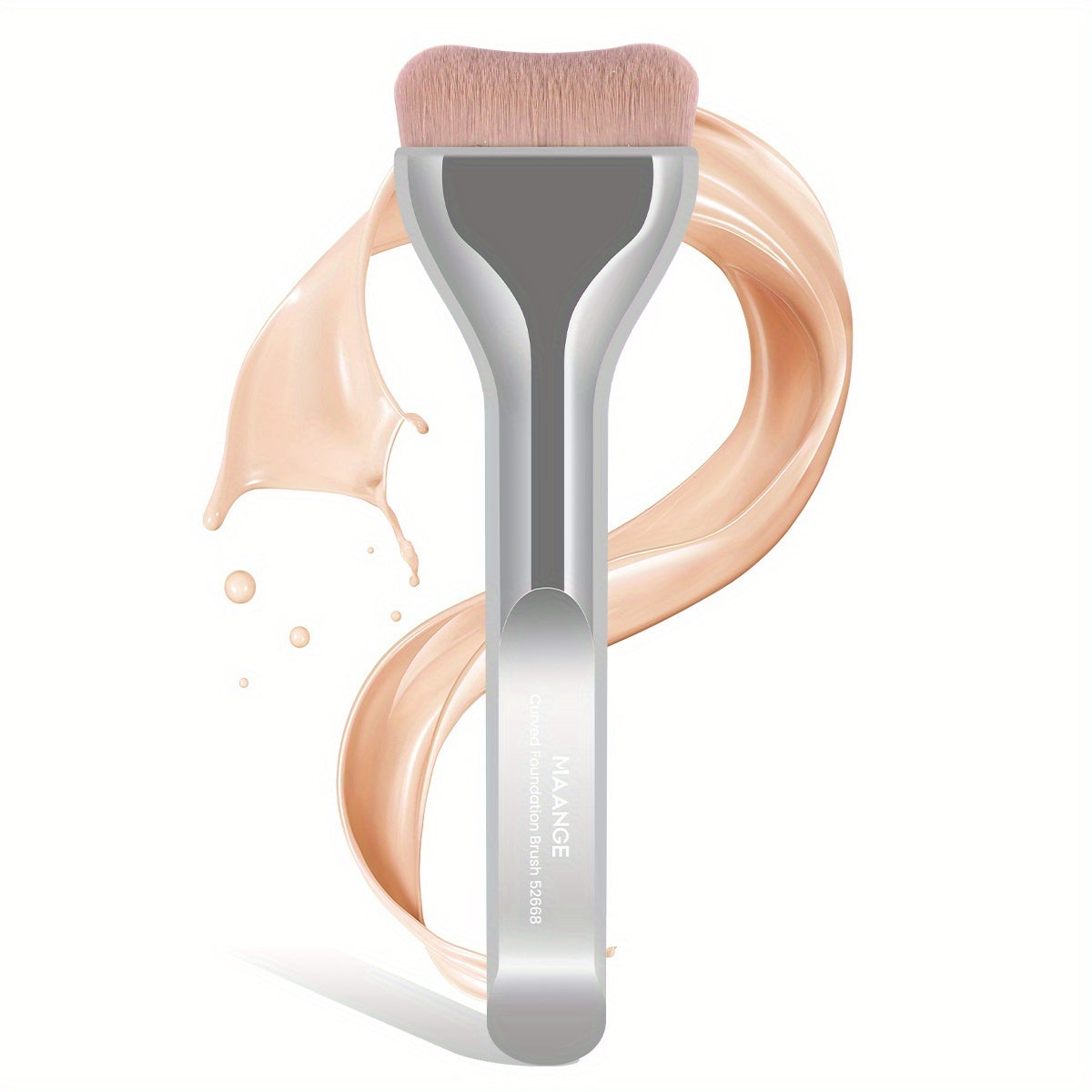 MAANGE Professional Foundation Brush - Soft Nylon Bristles, Elegant Brown Handle, for BB Cream, Liquid Foundation, Powder - Travel-Friendly Makeup Brush for Flawless Application - Ideal for Home, Salon, or Gift for Women - MAANGE Beauty Tools, Kabuki Make