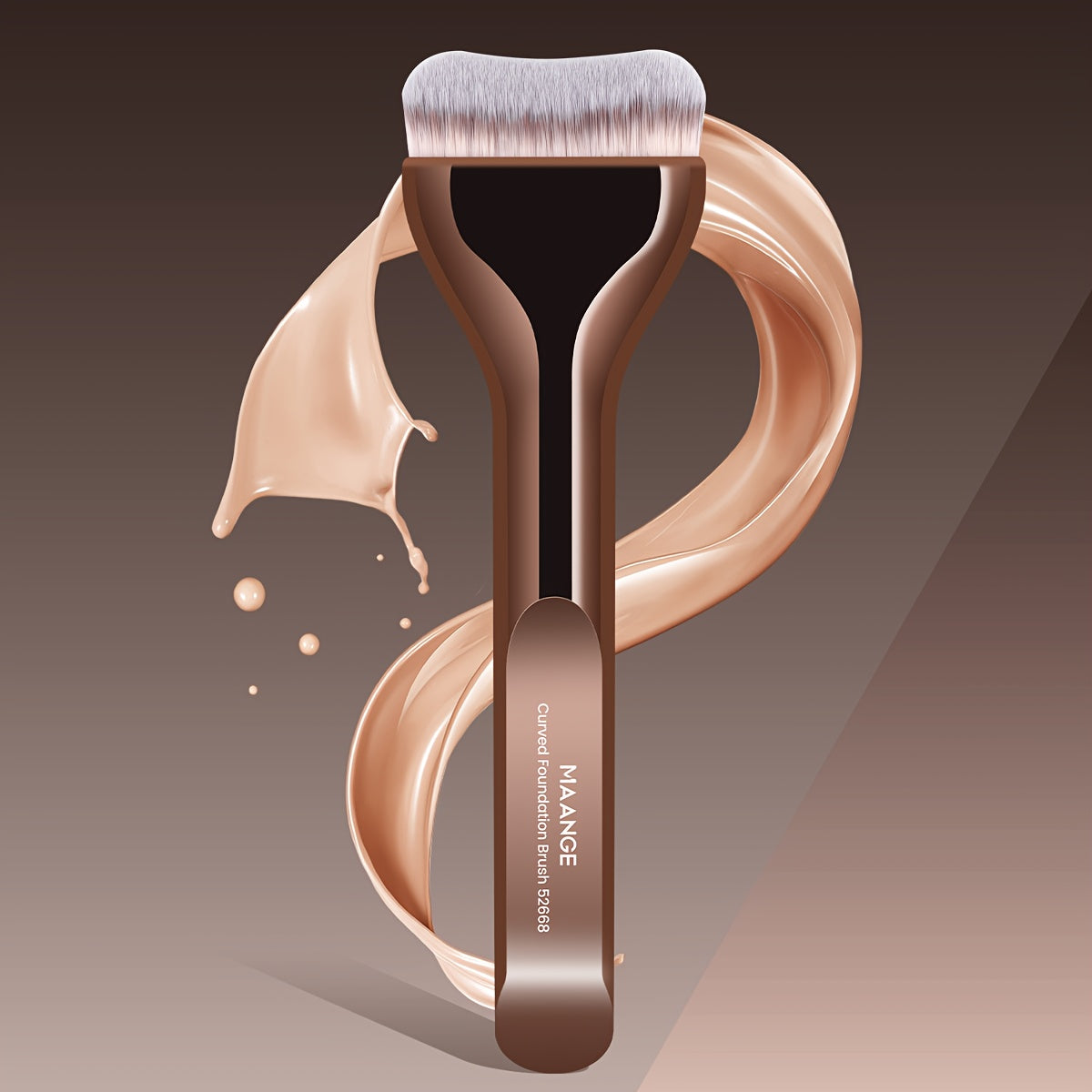 MAANGE Professional Foundation Brush - Soft Nylon Bristles, Elegant Brown Handle, for BB Cream, Liquid Foundation, Powder - Travel-Friendly Makeup Brush for Flawless Application - Ideal for Home, Salon, or Gift for Women - MAANGE Beauty Tools, Kabuki Make