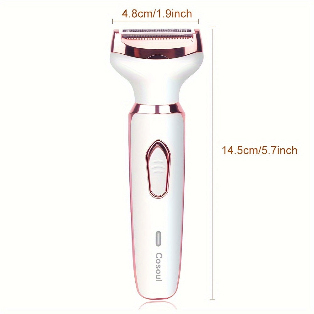 Cosoul 4-in-1 Electric Hair Remover for Women - Portable Manual & Voluminous Hair Removal, USB Rechargeable Battery, Face, Arms, Legs, Body - Painless & Portable Hair Removal Tool, Hair Remover Electric, Facial Hair Removal, Sleek Design, Versatile Hair T