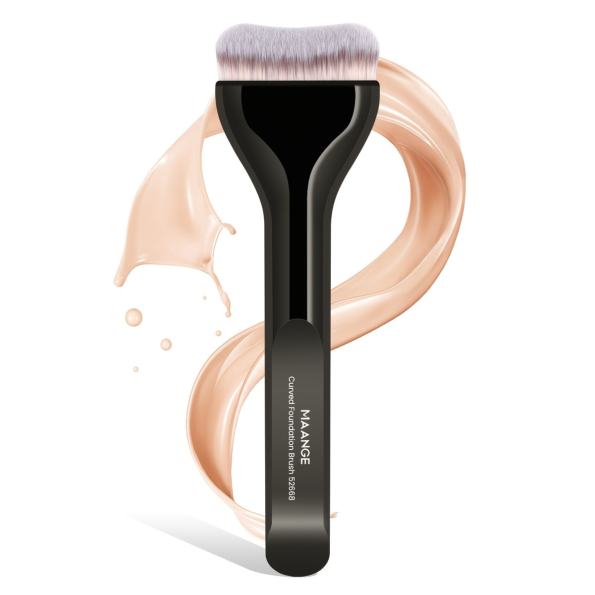 MAANGE Professional Foundation Brush - Soft Nylon Bristles, Elegant Brown Handle, for BB Cream, Liquid Foundation, Powder - Travel-Friendly Makeup Brush for Flawless Application - Ideal for Home, Salon, or Gift for Women - MAANGE Beauty Tools, Kabuki Make