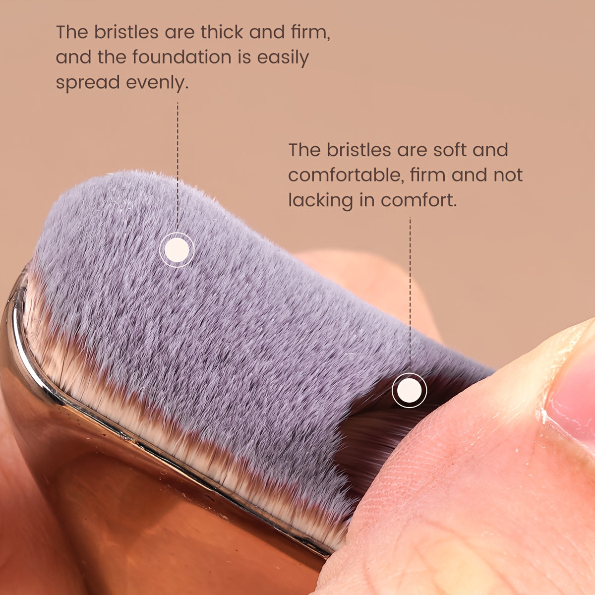 MAANGE Professional Foundation Brush - Soft Nylon Bristles, Elegant Brown Handle, for BB Cream, Liquid Foundation, Powder - Travel-Friendly Makeup Brush for Flawless Application - Ideal for Home, Salon, or Gift for Women - MAANGE Beauty Tools, Kabuki Make