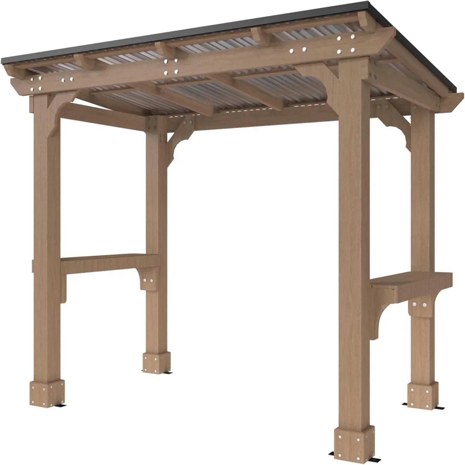 Veikous D Wooden Grills Gazebo Outdoor with Steel Roof