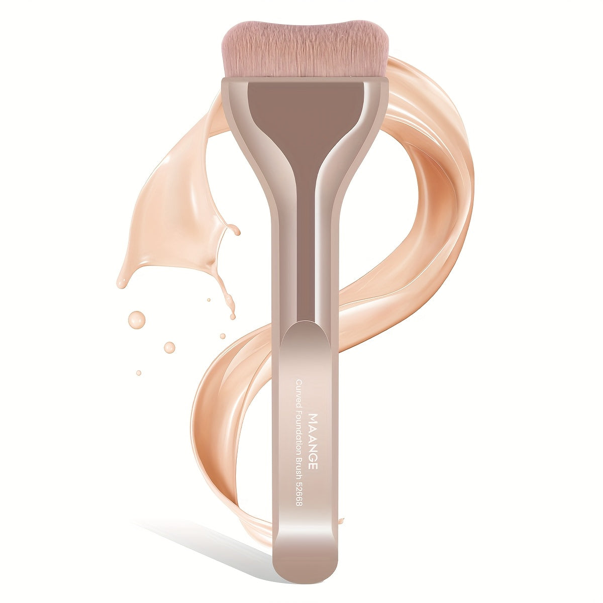MAANGE Professional Foundation Brush - Soft Nylon Bristles, Elegant Brown Handle, for BB Cream, Liquid Foundation, Powder - Travel-Friendly Makeup Brush for Flawless Application - Ideal for Home, Salon, or Gift for Women - MAANGE Beauty Tools, Kabuki Make