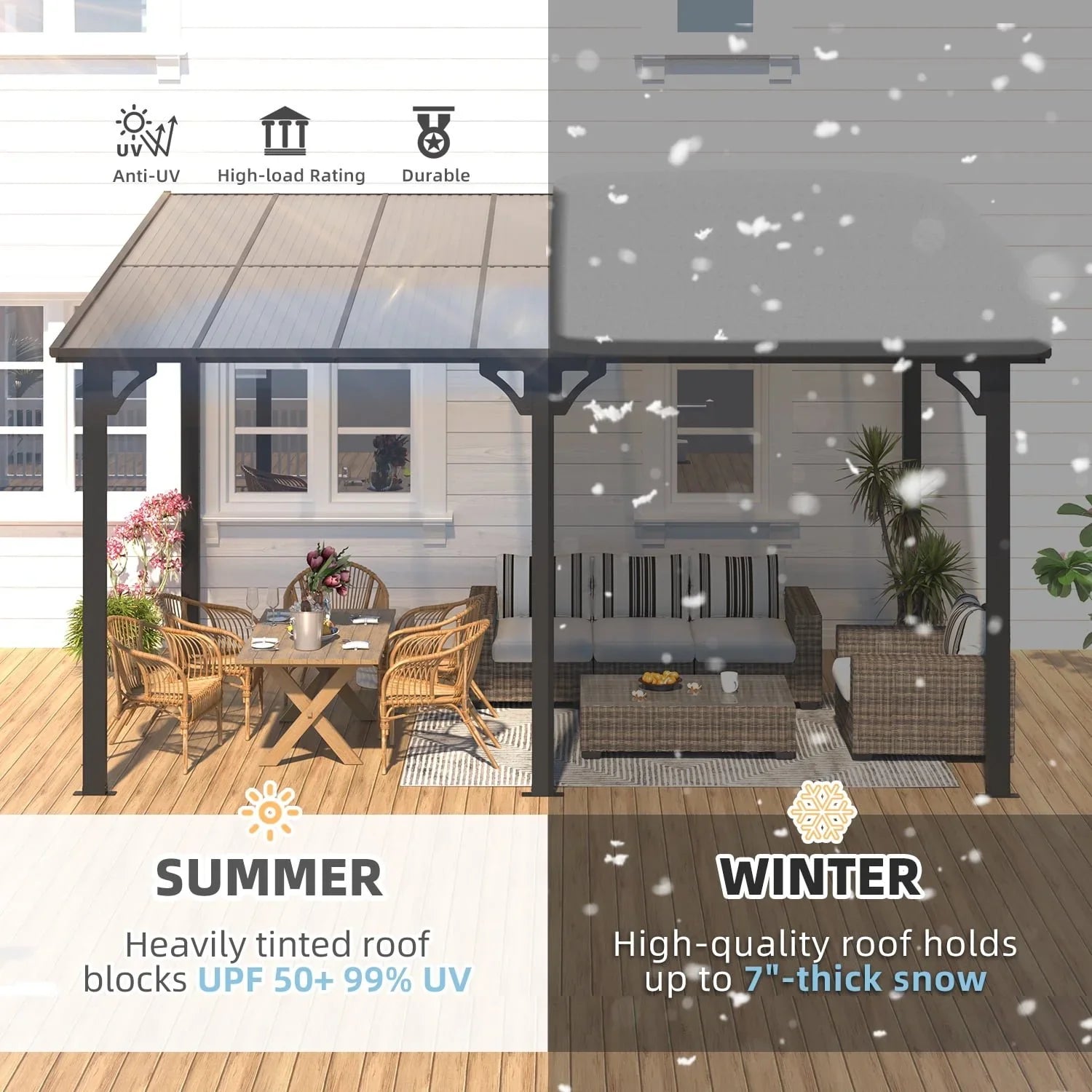 Aecojoy 10 ft. x 14 ft. Dark Gray Aluminums Patio Covers
