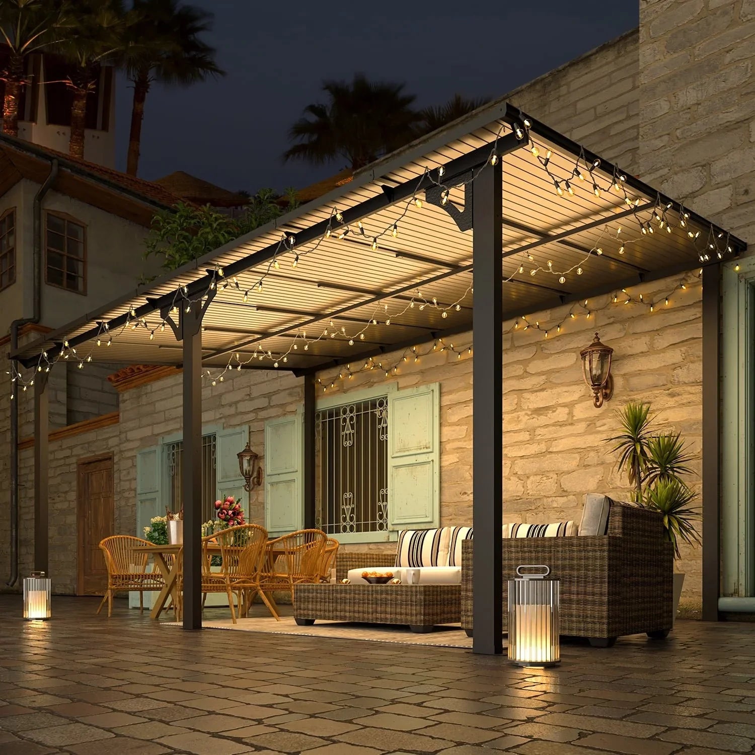 Aecojoy 10 ft. x 14 ft. Dark Gray Aluminums Patio Covers