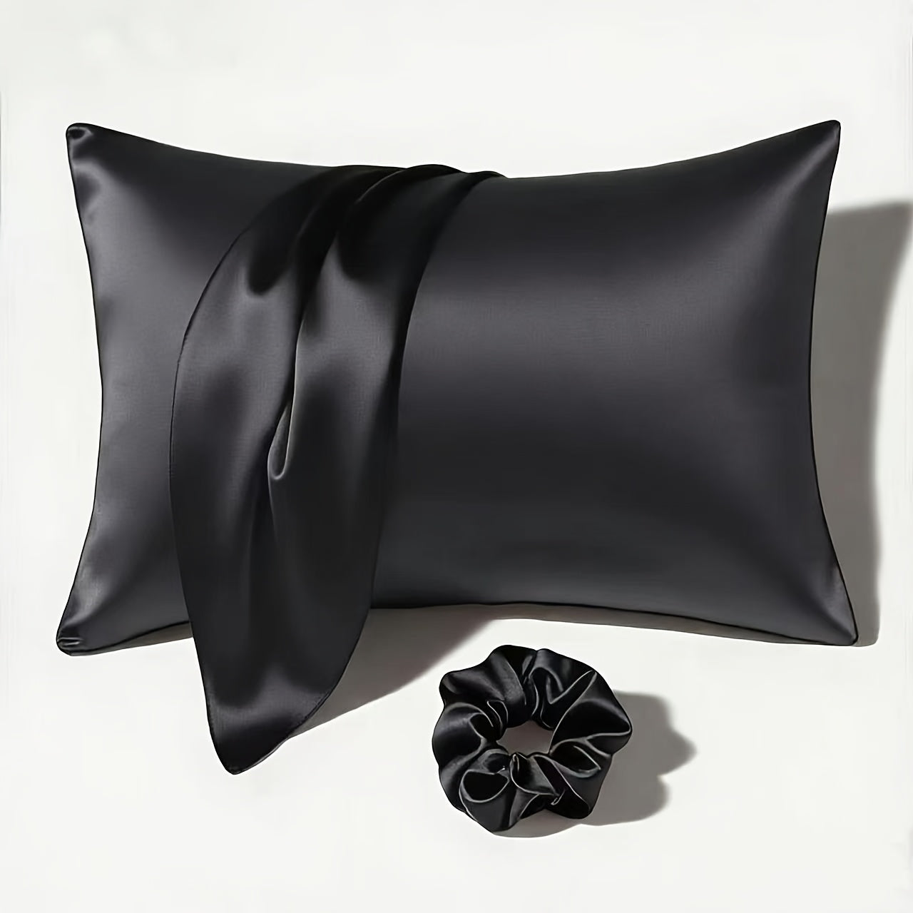 1 Satin Envelope Pillowcase + 1 Scrunchie | Elevate Home Decor, Perfect for Beauty Salons & Single-User Bedding, Polyester, Hand Wash Only