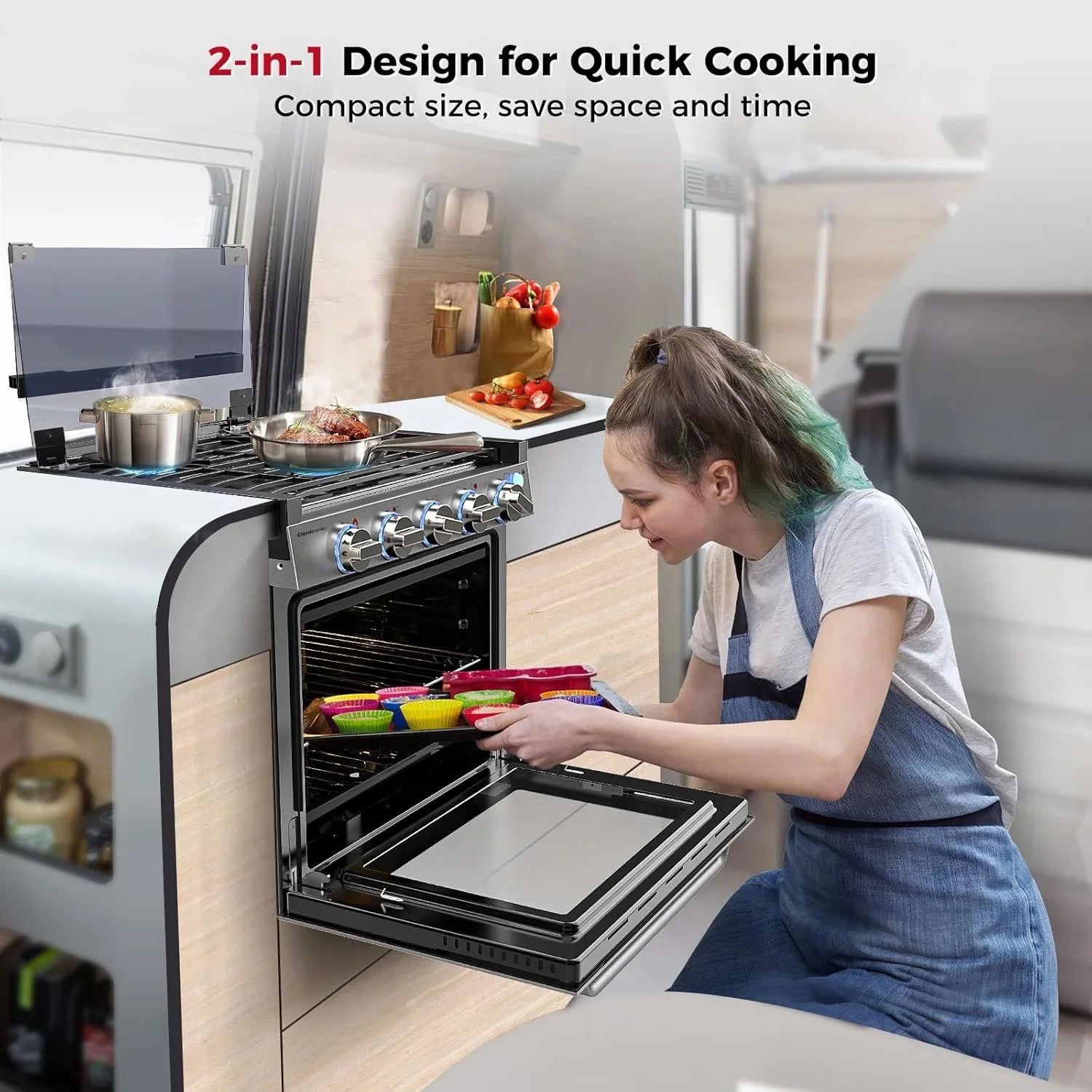 Camplux 21 Inches RV Stove Gas Range Oven 3 Burners Cooktops