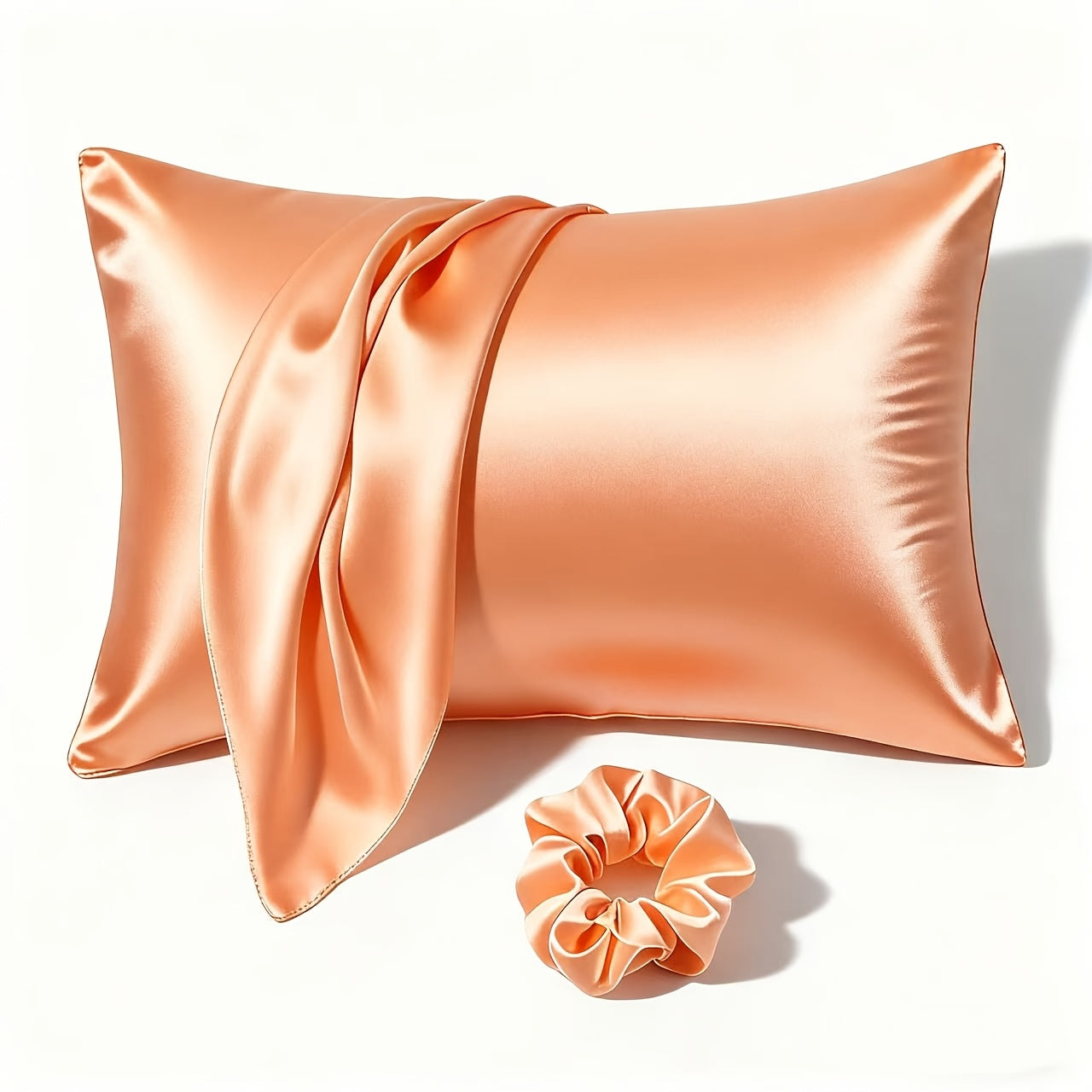 1 Satin Envelope Pillowcase + 1 Scrunchie | Elevate Home Decor, Perfect for Beauty Salons & Single-User Bedding, Polyester, Hand Wash Only