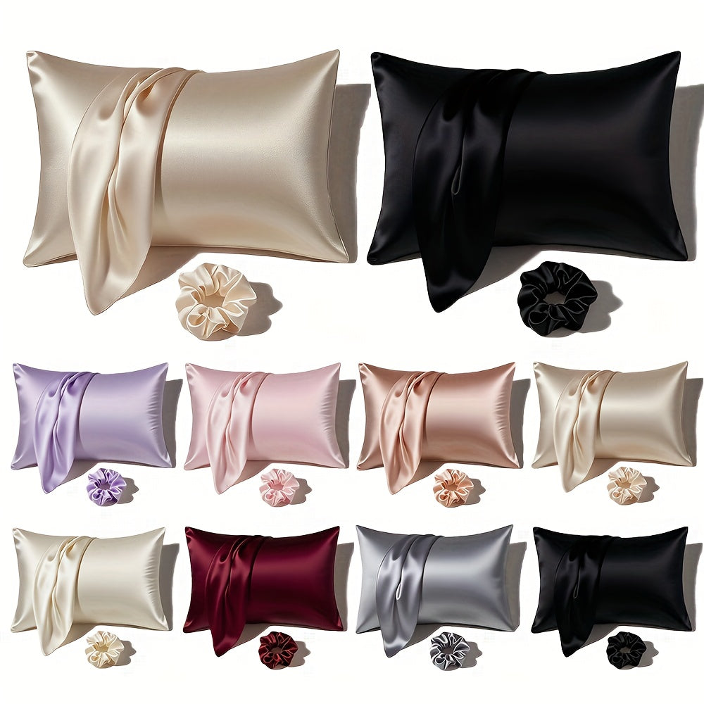 1 Satin Envelope Pillowcase + 1 Scrunchie | Elevate Home Decor, Perfect for Beauty Salons & Single-User Bedding, Polyester, Hand Wash Only