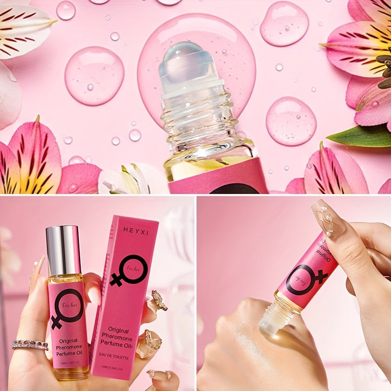 2pcs HEYXI Women's Pheromone Perfume Roll-On - Long-Lasting Suitable for Dating, Alcohol-Free Fruity Floral Perfume Oil with Pheromone, Discreet Roll-On Applicator for Daily Use, Parties & Romantic Gifts