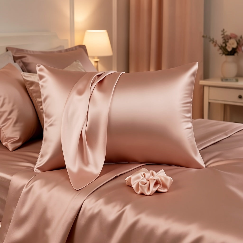1 Satin Envelope Pillowcase + 1 Scrunchie | Elevate Home Decor, Perfect for Beauty Salons & Single-User Bedding, Polyester, Hand Wash Only