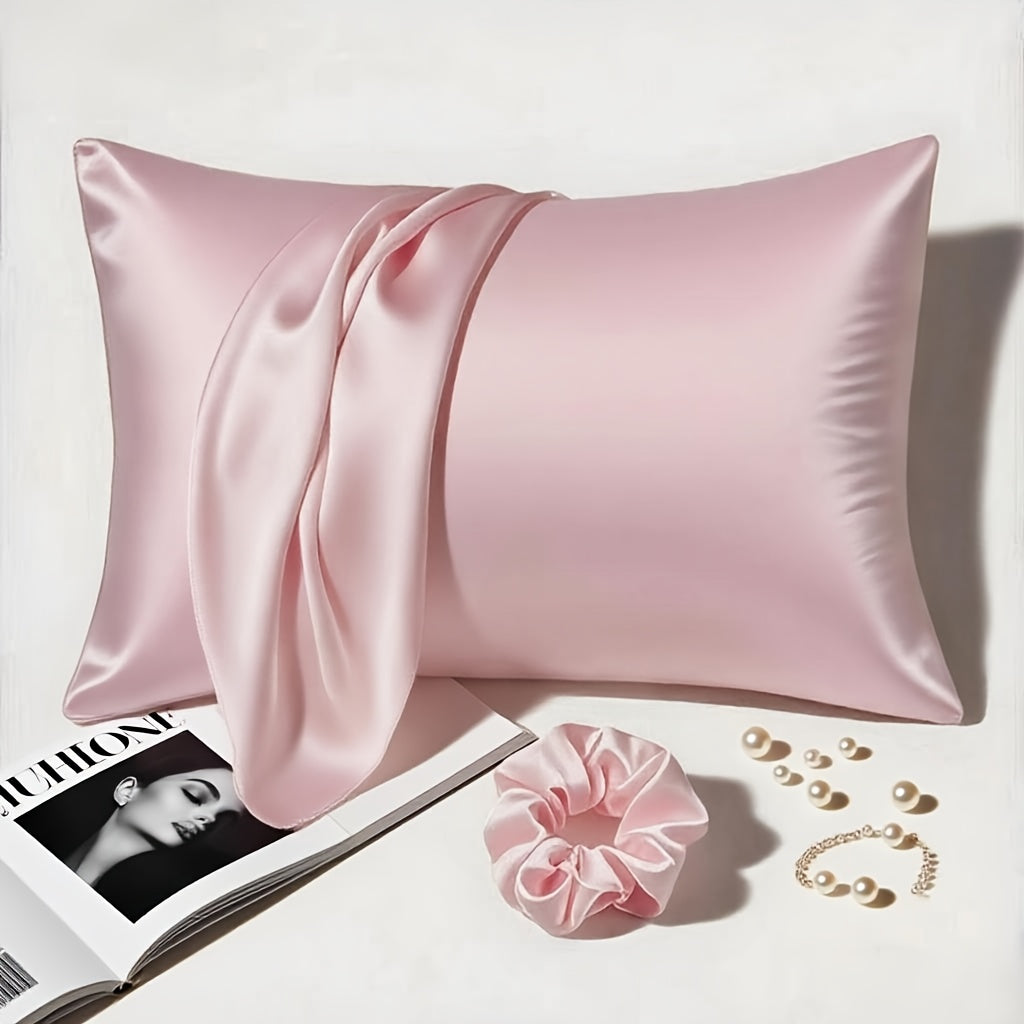 1 Satin Envelope Pillowcase + 1 Scrunchie | Elevate Home Decor, Perfect for Beauty Salons & Single-User Bedding, Polyester, Hand Wash Only