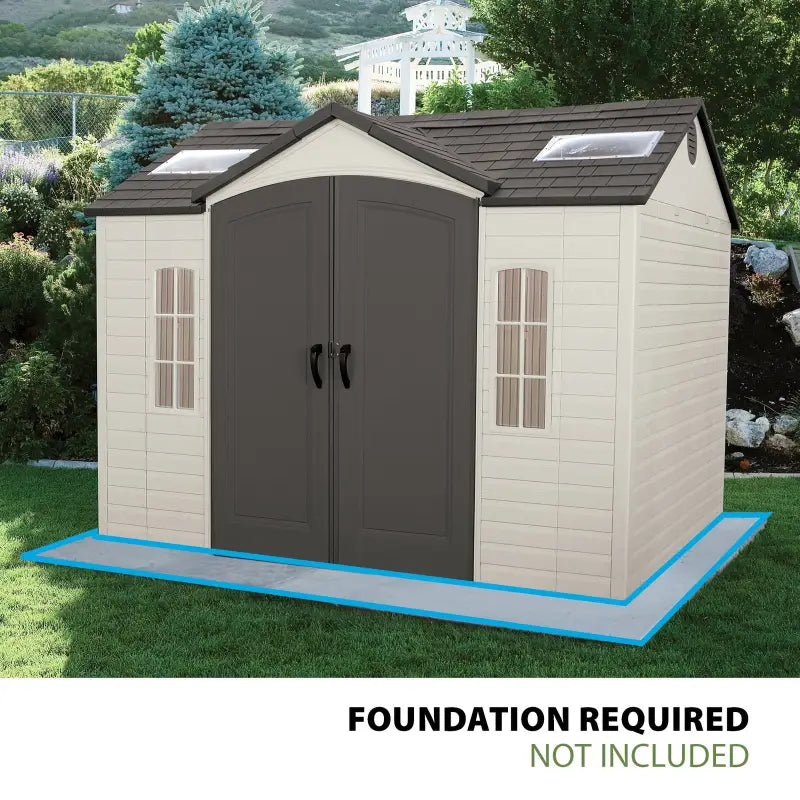 Lifetime Lockable Polyethylene Outdoor Storage Shed, 10′ x 8′, Tan &amp; Browns (60005)