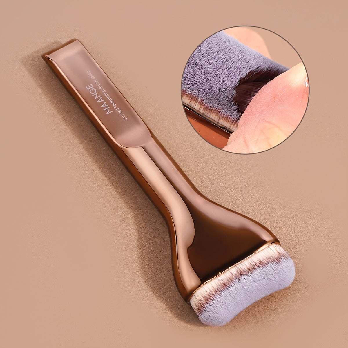 MAANGE Professional Foundation Brush - Soft Nylon Bristles, Elegant Brown Handle, for BB Cream, Liquid Foundation, Powder - Travel-Friendly Makeup Brush for Flawless Application - Ideal for Home, Salon, or Gift for Women - MAANGE Beauty Tools, Kabuki Make