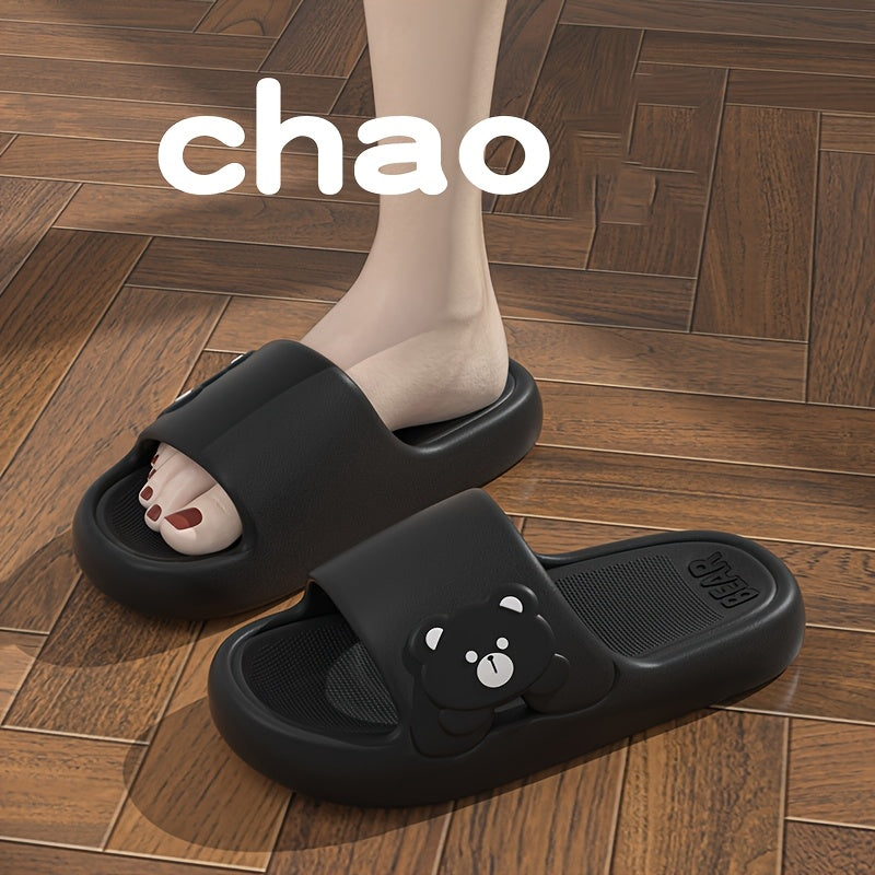 New Summer Couple's Home Slippers for Women, Soft Sole Thick Platform, Wear-Resistant, Non-Slip for Bathroom Showering, Fashionable Outdoor Wear, Wear-Resistant, Cute Cartoon Sandals, Women Shoes
