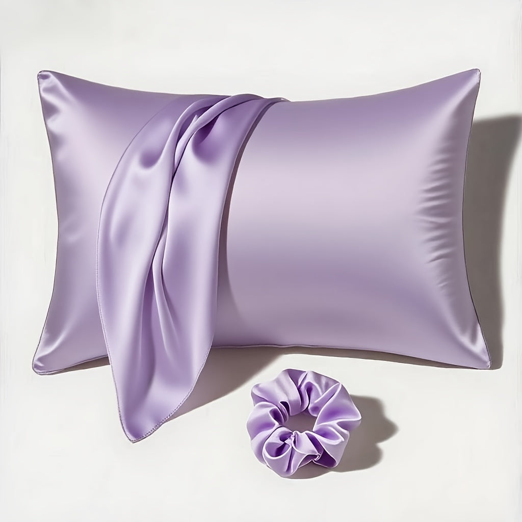 1 Satin Envelope Pillowcase + 1 Scrunchie | Elevate Home Decor, Perfect for Beauty Salons & Single-User Bedding, Polyester, Hand Wash Only