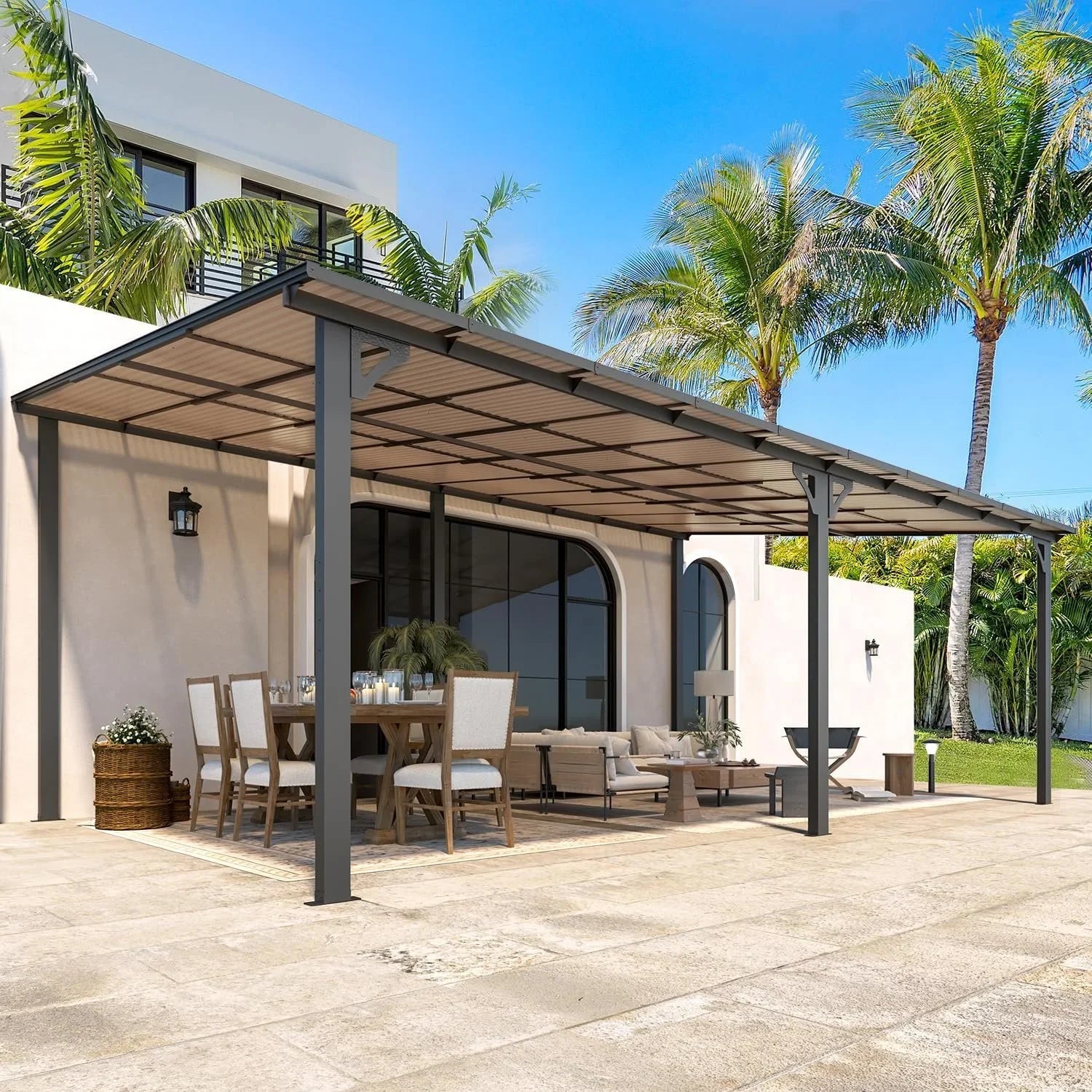 Aecojoy 20’x12′ Wall Mounteds Gazebos Pergola
