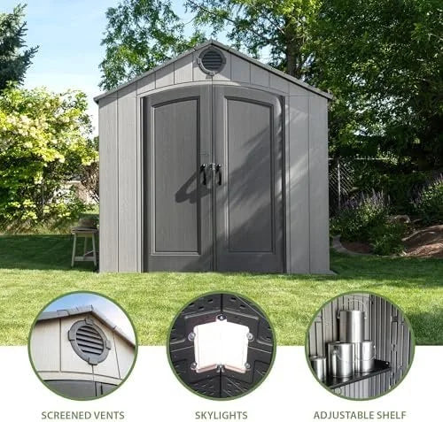 Lifetime Outdoor Storage Shed, 8 x 10 Foot, Grays