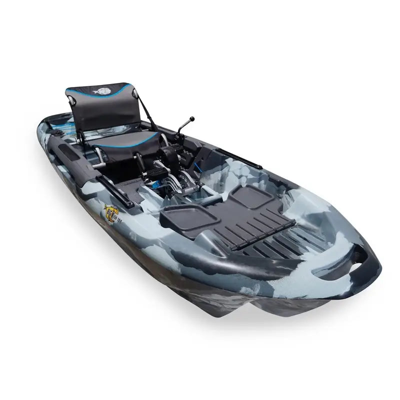 3 Waters Big Fish 108′ Length Urban Camo Pro Fish Pedals Drive Cathedral Hull