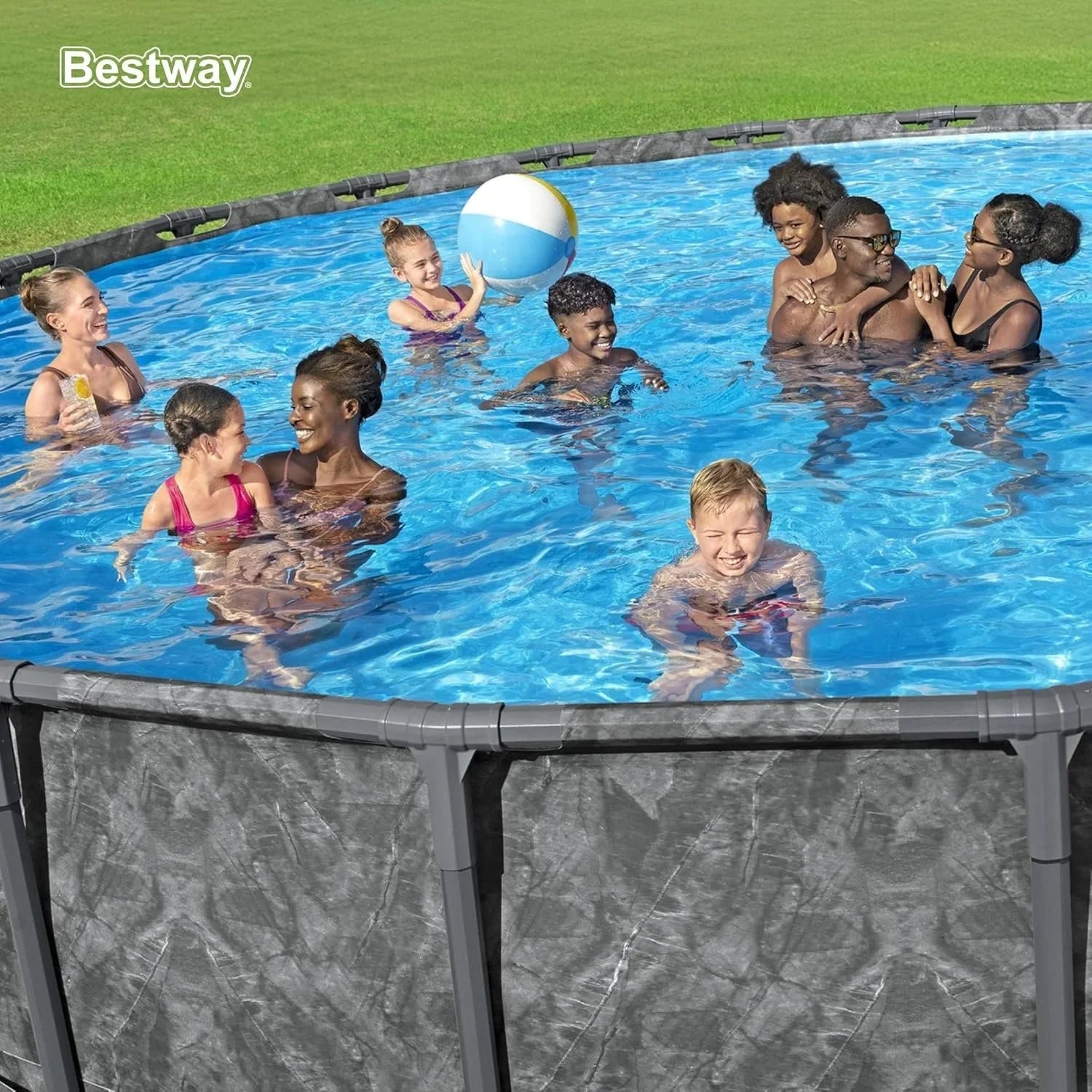 Bestway APX 365 18’x52″ Round Above Ground Swimming Pool Set with Pump &amp; Ladders