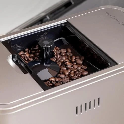 Café Affetto Automatic Espresso Machine + Milk Frother | Built-In &amp; Adjustable Espresso Bean Grinders | One-Touch Brew in 90 Seconds | Steel Silver, 1.2 Liter, (C7CEBBS2RS3)