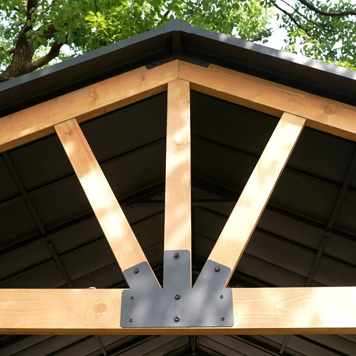 JOYSIDE 15 ft. x 13 ft. Solid Cedar Wood Outdoor Patio Hardtops Gazebo