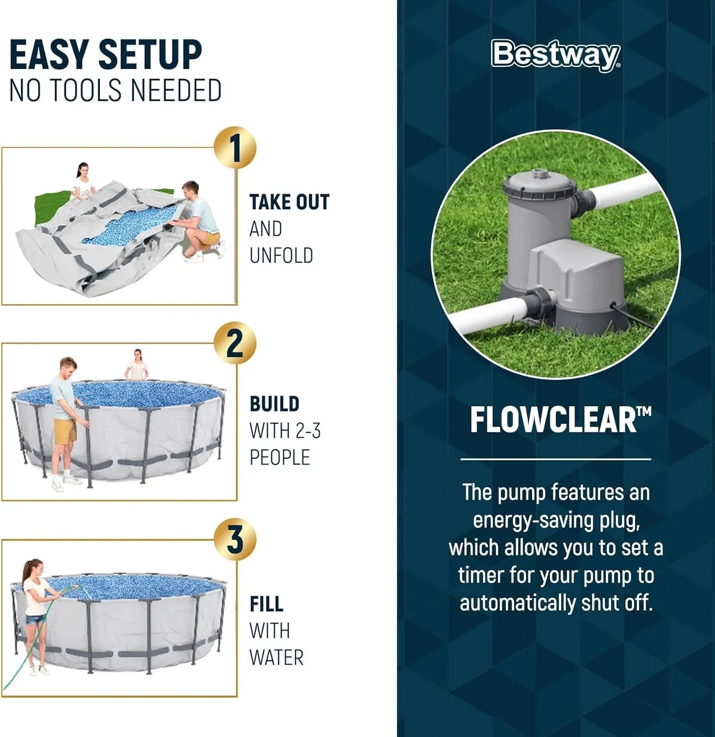 Bestway Steel Pro MAX 16 Foot x 48 Inch Round Metal Frame Above Ground Outdoor Swimming Pool Sets