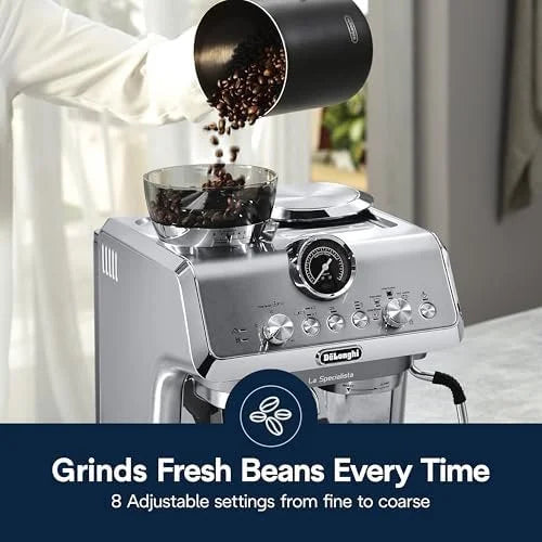 De’Longhi La Specialista Arte Evo Espresso Machine – Compact Cold Brew Coffee Maker with Grinder, Milk Steam Wand/Frother &amp; Tamping Tools – Home Barista Kit for Lattes, Cappuccinos, Iced Coffees