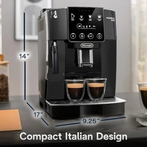 De’Longhi Magnifica Start Automatic Espresso Machine with Manual Milk Frother &amp; Built in Grinder – 3 One-Touch Recipes, Easy-to-Clean, Home Barista Coffee Maker for Lattes, Cappuccino, Iced Coffees