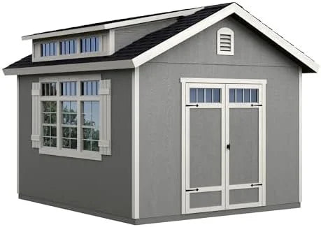 Handy Home Products Windemere 10×12 Do-it-Yourself Wooden Storage Shed with Floor, Beiges