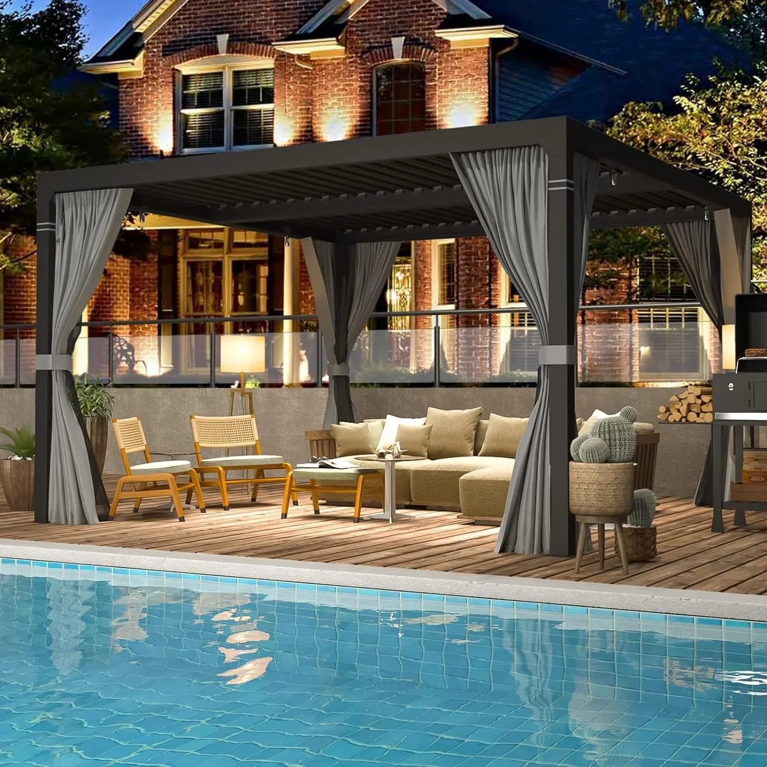 EROMMY 10 ft. W x 10 ft. D Outdoor Louvereds Pergola
