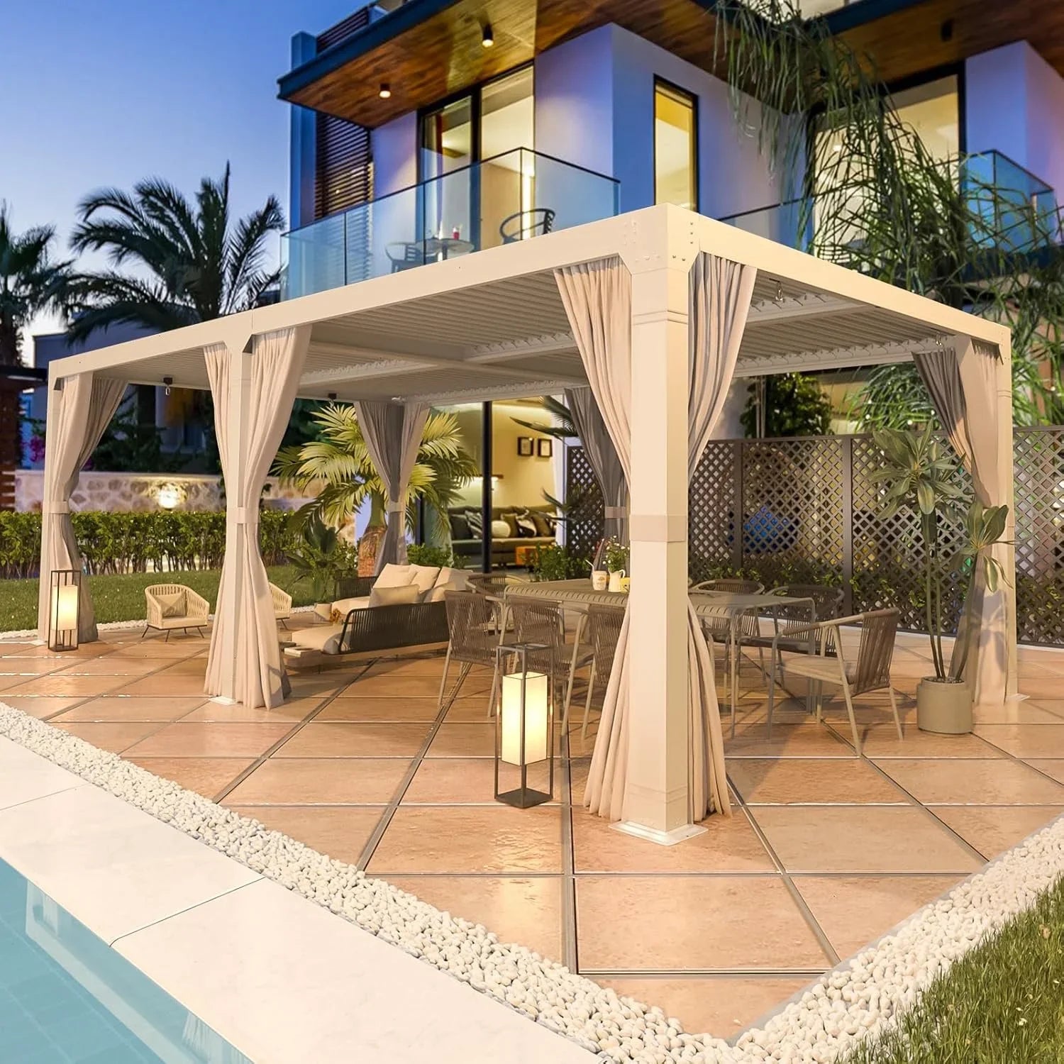 EROMMY 12’x24′ Outdoor Louvered Pergola Gazebos