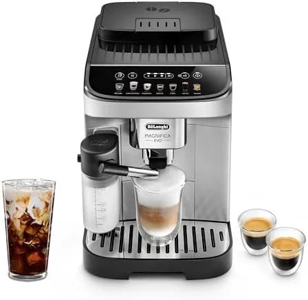 De’Longhi Magnifica Evo Automatic Espresso &amp; Coffee Machine with Auto Milk Frother, Built-in Grinder &amp; Auto-Clean Function – For Latte, Cappuccinos, Americano, Iced Coffee, ECAM29084SB , Silver